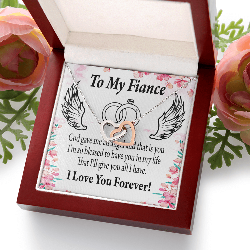 To My Fiancee God Gave me an Angel Inseparable Necklace-Express Your Love Gifts