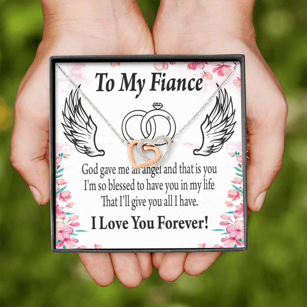 To My Fiancee God Gave me an Angel Inseparable Necklace-Express Your Love Gifts