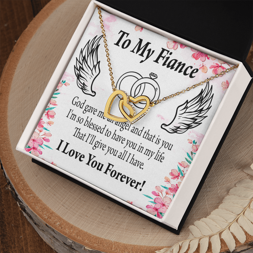 To My Fiancee God Gave me an Angel Inseparable Necklace-Express Your Love Gifts