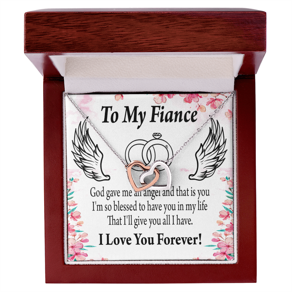 To My Fiancee God Gave me an Angel Inseparable Necklace-Express Your Love Gifts