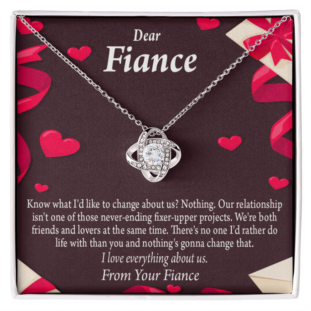 To My Fiancee I Love Everything About Us Infinity Knot Necklace Message Card-Express Your Love Gifts