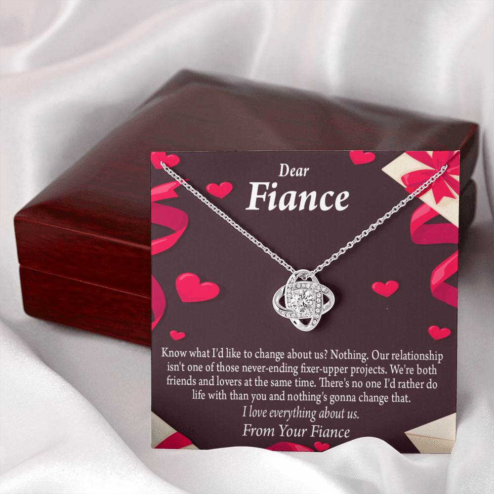 To My Fiancee I Love Everything About Us Infinity Knot Necklace Message Card-Express Your Love Gifts