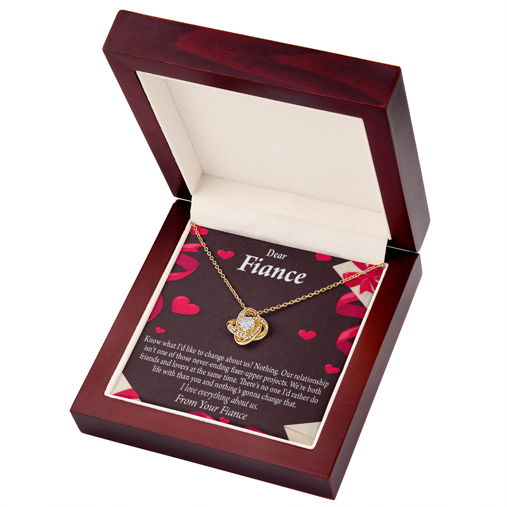 To My Fiancee I Love Everything About Us Infinity Knot Necklace Message Card-Express Your Love Gifts
