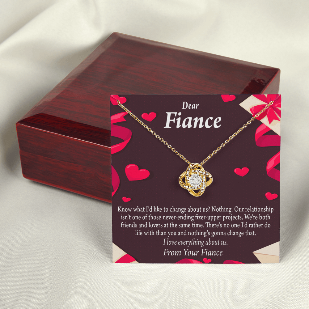 To My Fiancee I Love Everything About Us Infinity Knot Necklace Message Card-Express Your Love Gifts