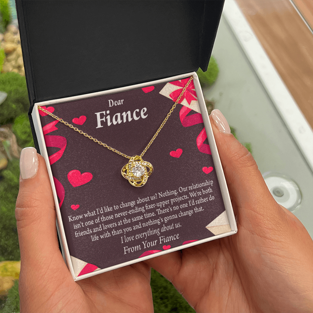 To My Fiancee I Love Everything About Us Infinity Knot Necklace Message Card-Express Your Love Gifts