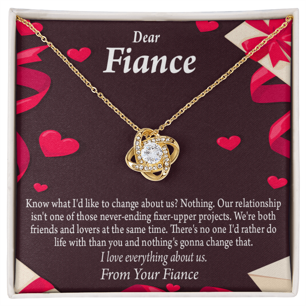 To My Fiancee I Love Everything About Us Infinity Knot Necklace Message Card-Express Your Love Gifts