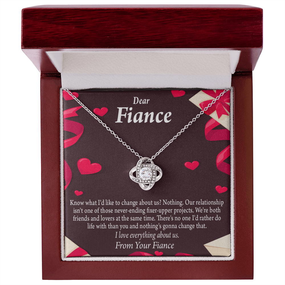 To My Fiancee I Love Everything About Us Infinity Knot Necklace Message Card-Express Your Love Gifts