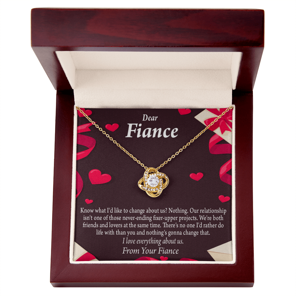 To My Fiancee I Love Everything About Us Infinity Knot Necklace Message Card-Express Your Love Gifts