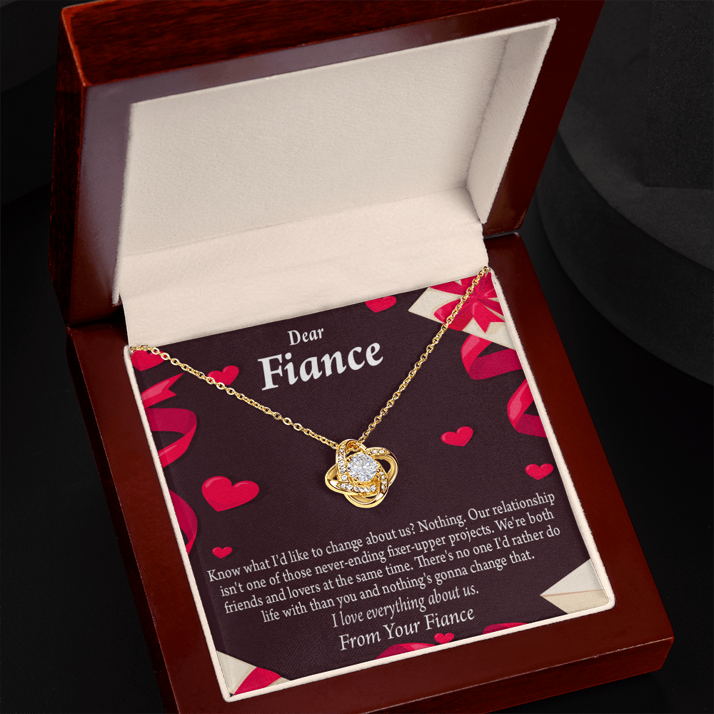 To My Fiancee I Love Everything About Us Infinity Knot Necklace Message Card-Express Your Love Gifts
