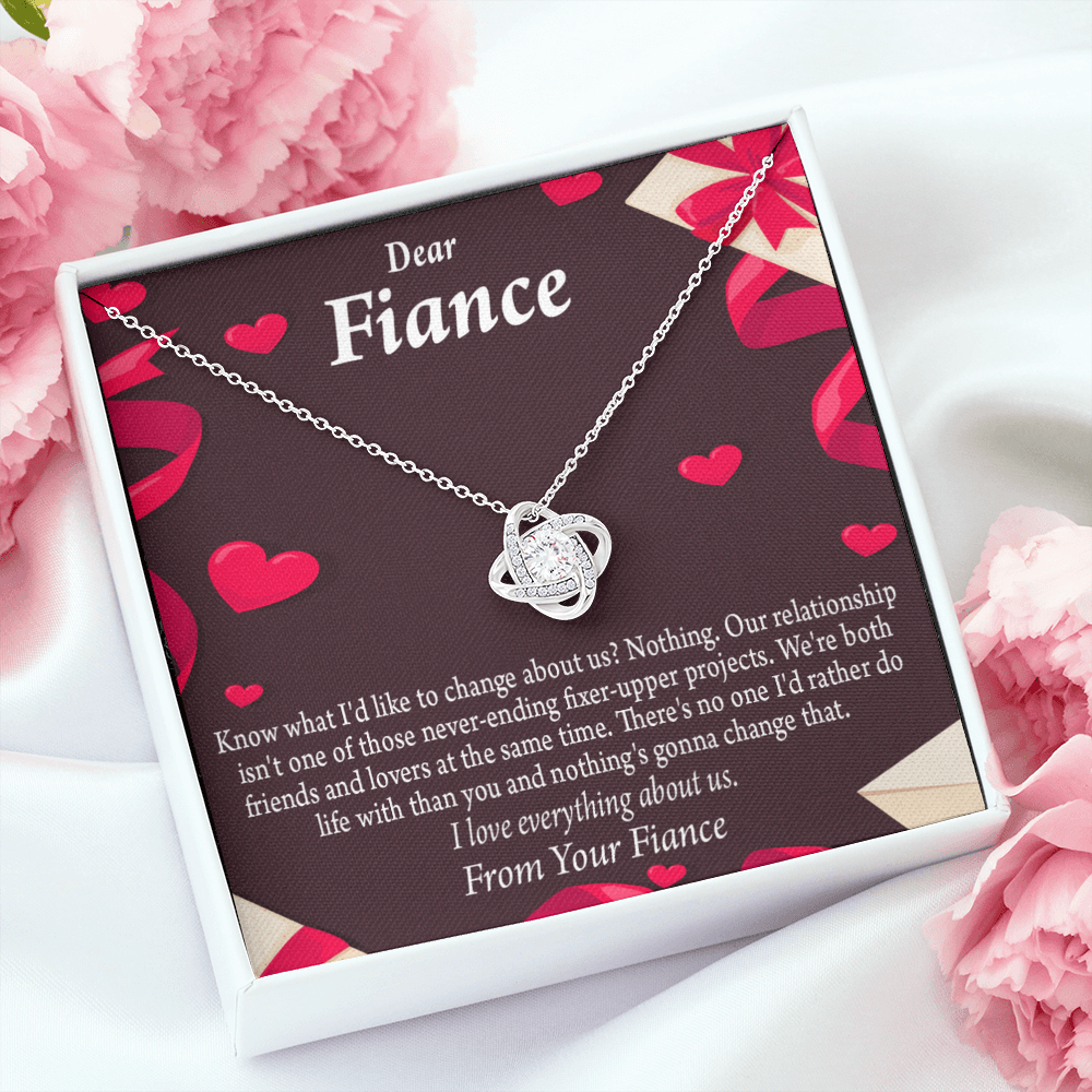 To My Fiancee I Love Everything About Us Infinity Knot Necklace Message Card-Express Your Love Gifts