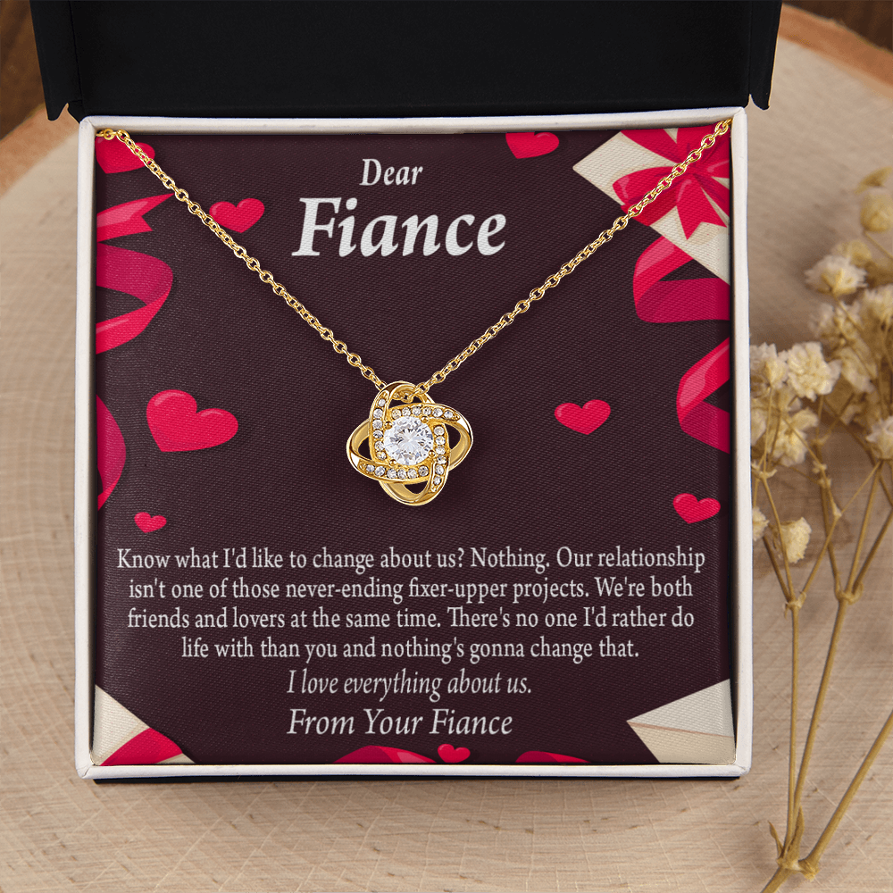 To My Fiancee I Love Everything About Us Infinity Knot Necklace Message Card-Express Your Love Gifts