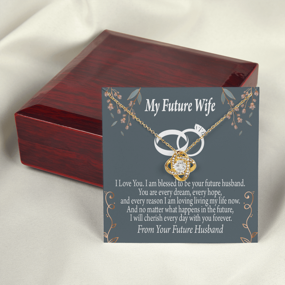 To My Fiancee I'm Blessed Infinity Knot Necklace Message Card-Express Your Love Gifts
