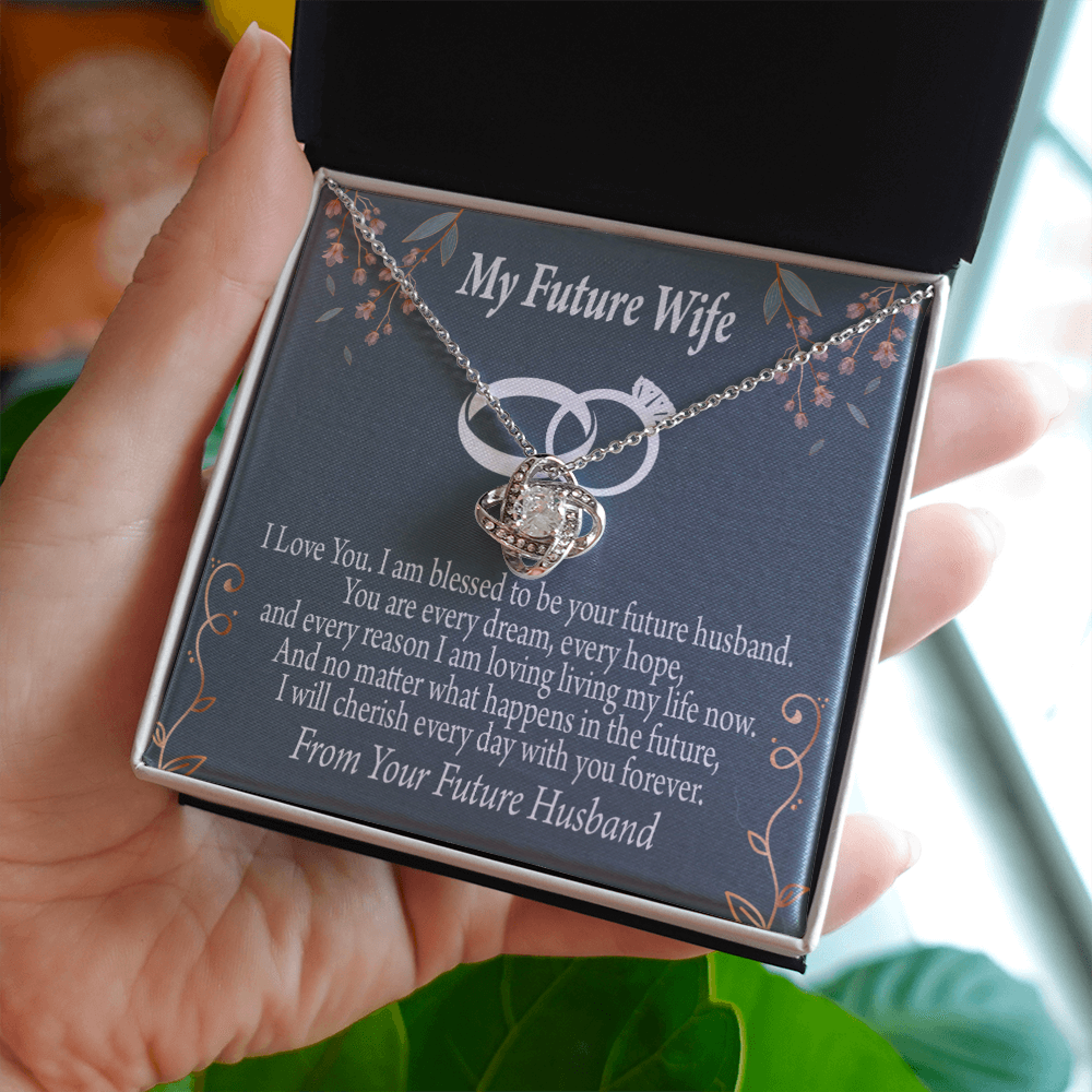 To My Fiancee I'm Blessed Infinity Knot Necklace Message Card-Express Your Love Gifts