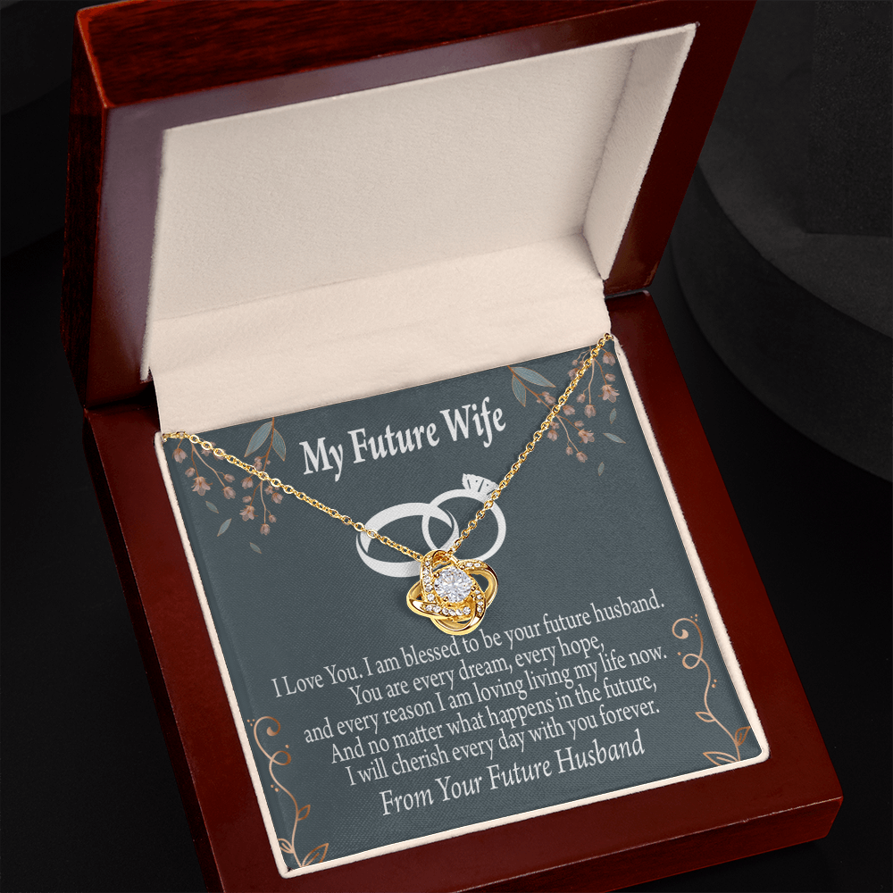 To My Fiancee I'm Blessed Infinity Knot Necklace Message Card-Express Your Love Gifts