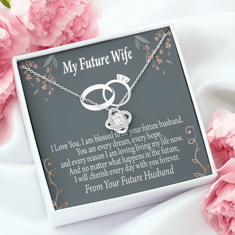To My Fiancee I'm Blessed Infinity Knot Necklace Message Card-Express Your Love Gifts
