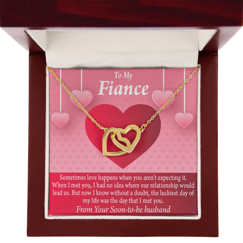 To My Fiancee I'm Lucky To Have Met You Inseparable Necklace-Express Your Love Gifts