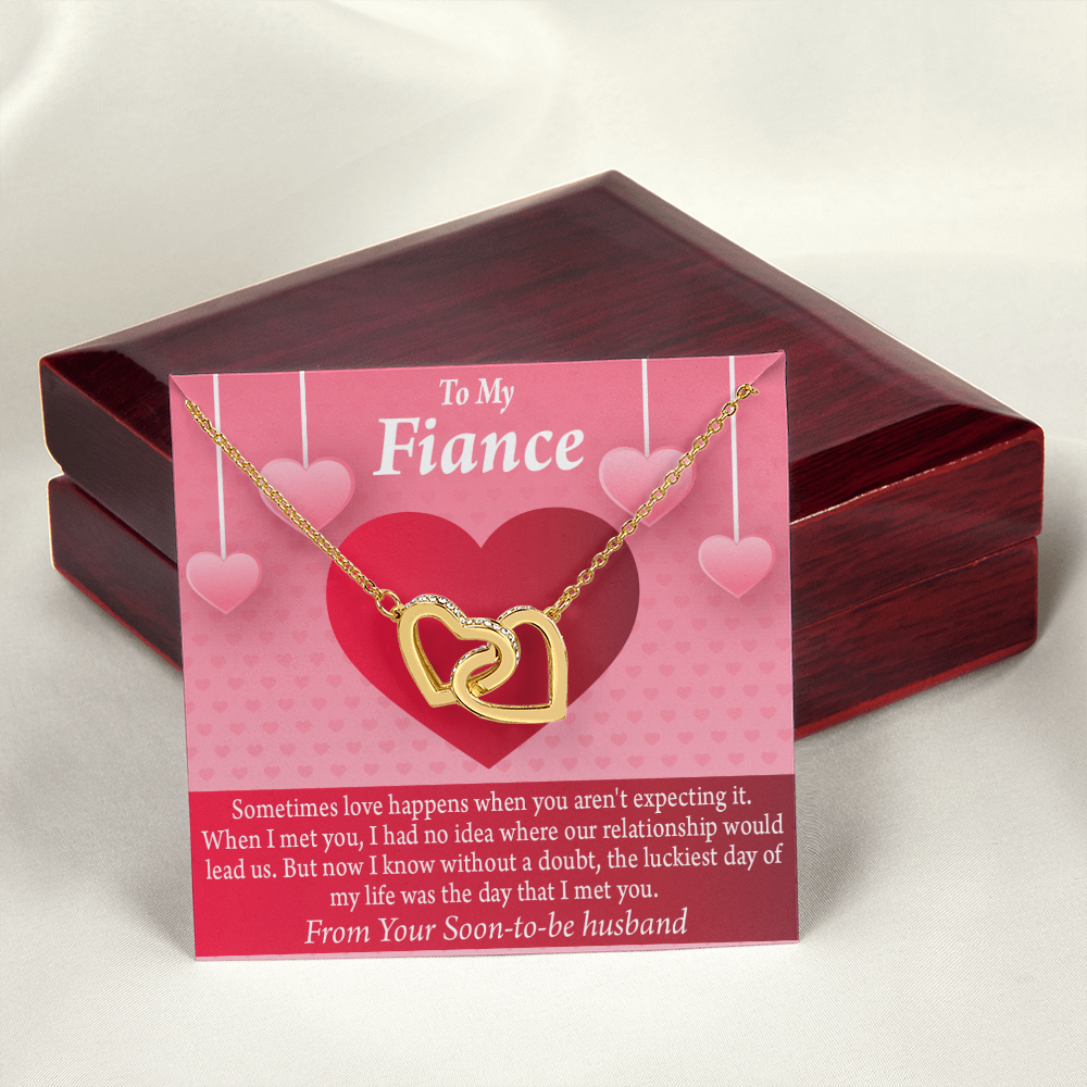 To My Fiancee I'm Lucky To Have Met You Inseparable Necklace-Express Your Love Gifts