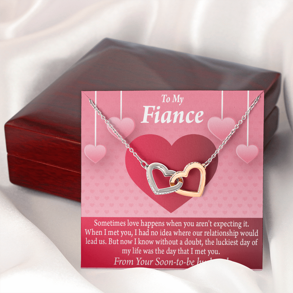 To My Fiancee I'm Lucky To Have Met You Inseparable Necklace-Express Your Love Gifts