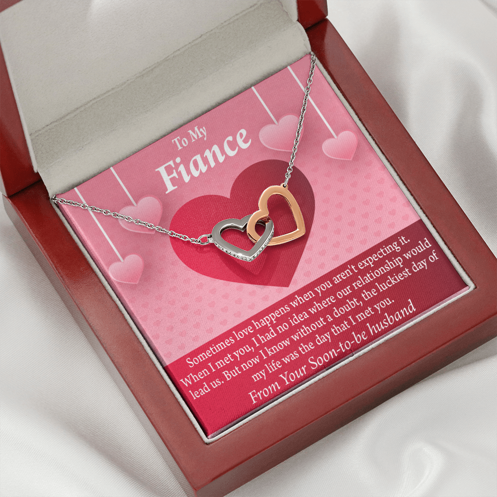 To My Fiancee I'm Lucky To Have Met You Inseparable Necklace-Express Your Love Gifts