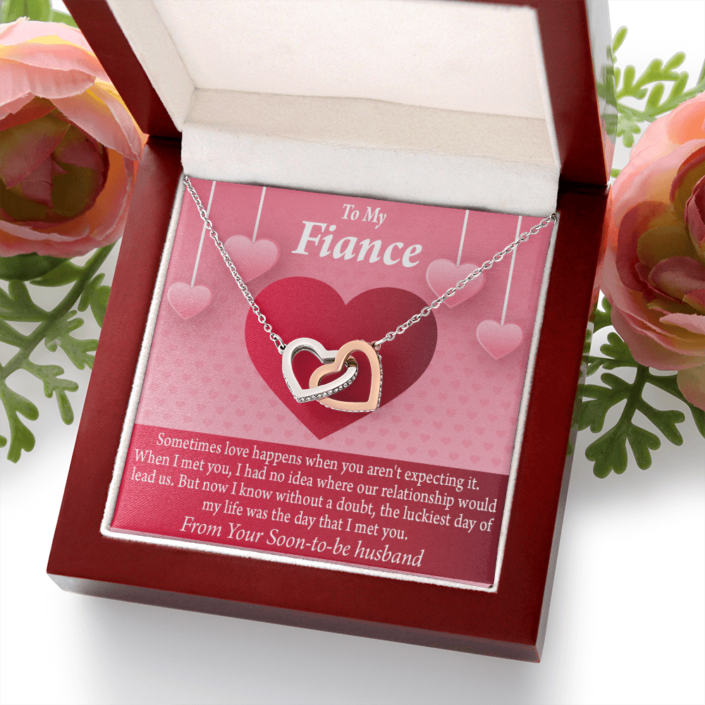 To My Fiancee I'm Lucky To Have Met You Inseparable Necklace-Express Your Love Gifts
