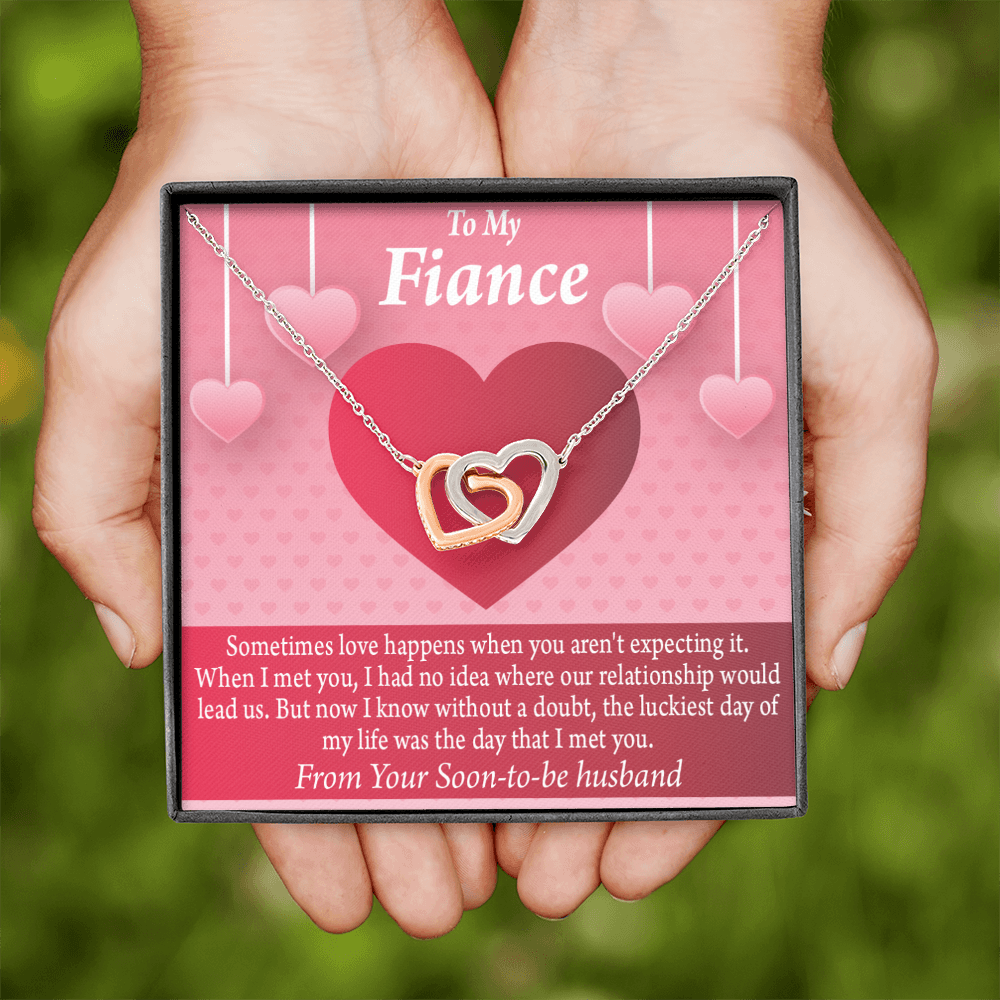To My Fiancee I'm Lucky To Have Met You Inseparable Necklace-Express Your Love Gifts