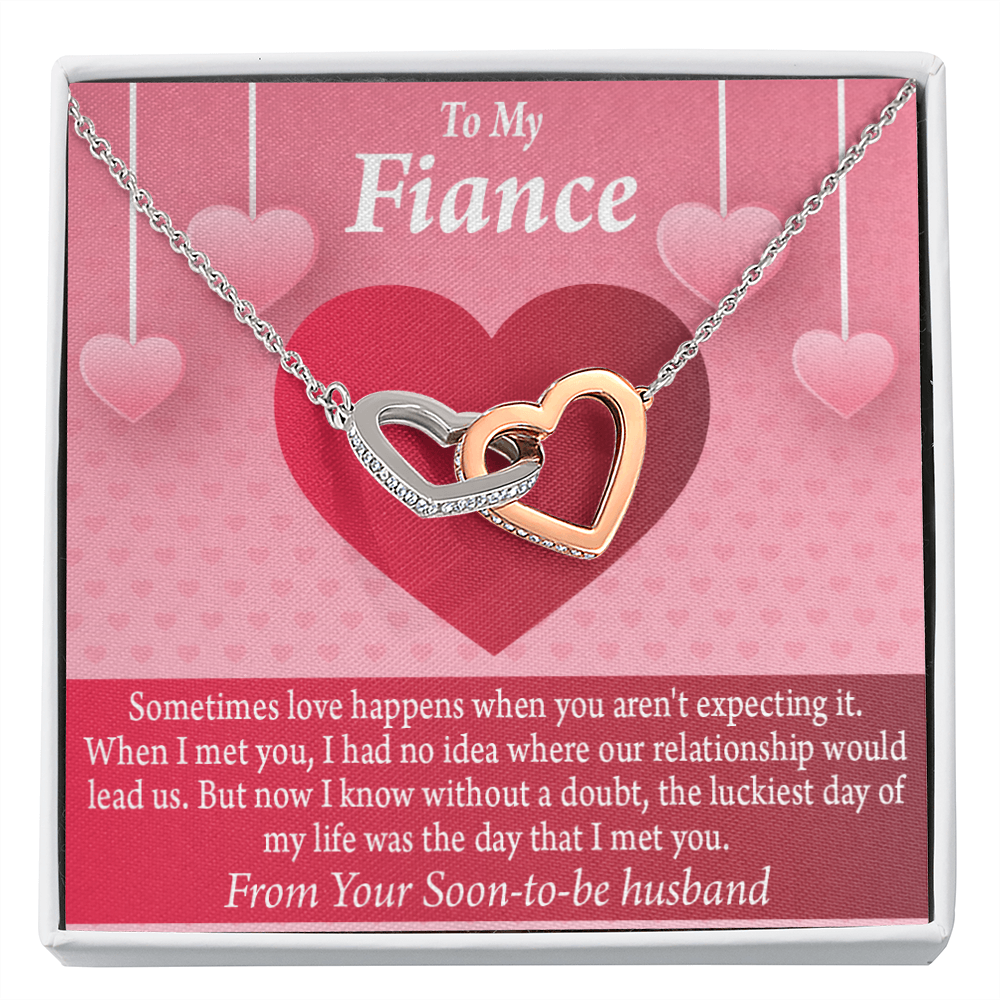 To My Fiancee I'm Lucky To Have Met You Inseparable Necklace-Express Your Love Gifts