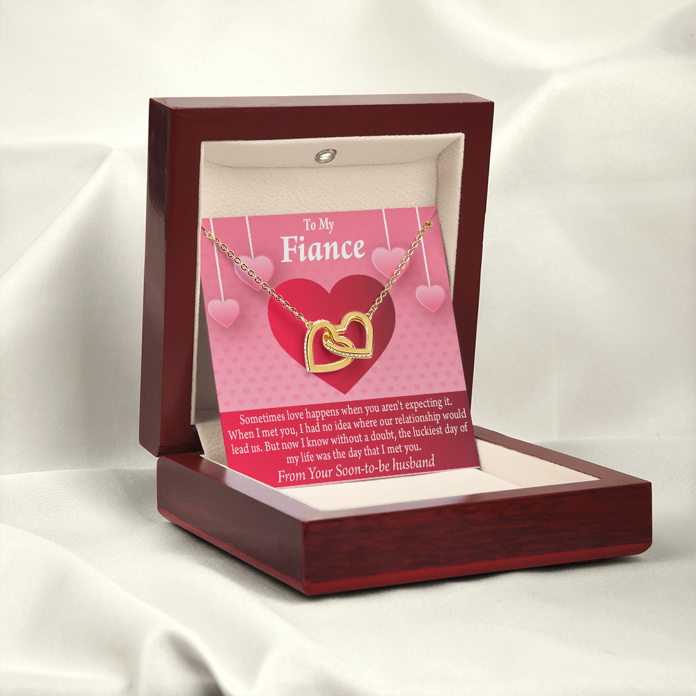 To My Fiancee I'm Lucky To Have Met You Inseparable Necklace-Express Your Love Gifts