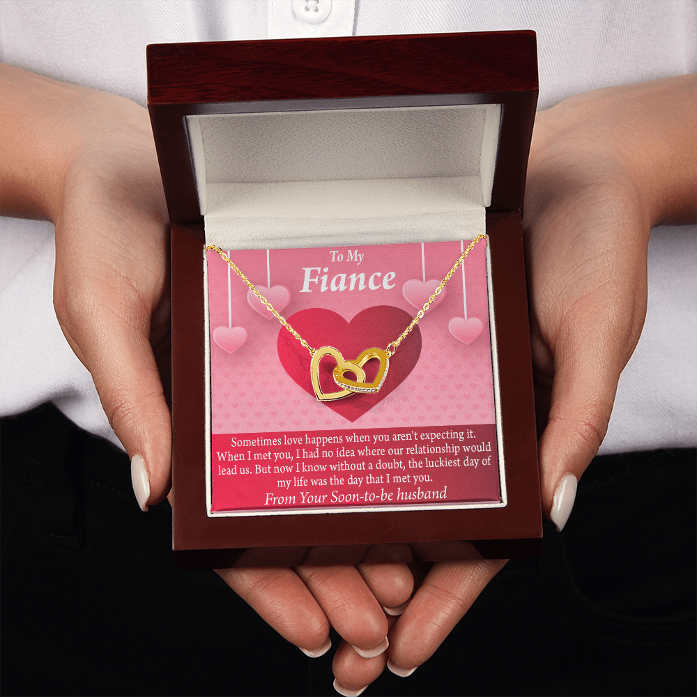 To My Fiancee I'm Lucky To Have Met You Inseparable Necklace-Express Your Love Gifts