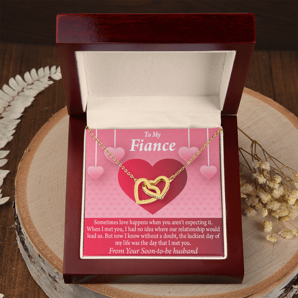 To My Fiancee I'm Lucky To Have Met You Inseparable Necklace-Express Your Love Gifts