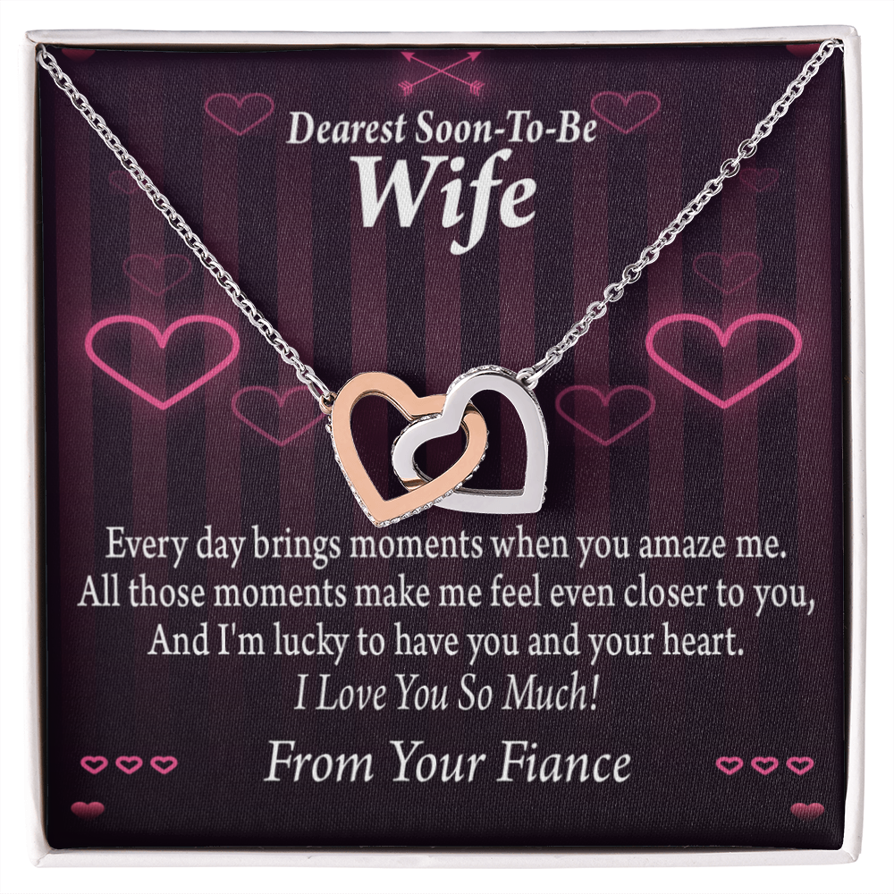To My Fiancee I'm Lucky To Have You and Your Heart Inseparable Necklace-Express Your Love Gifts