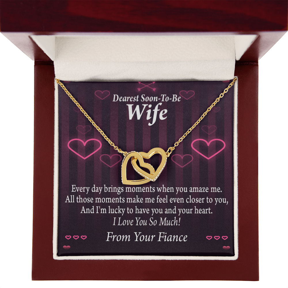 To My Fiancee I'm Lucky To Have You and Your Heart Inseparable Necklace-Express Your Love Gifts