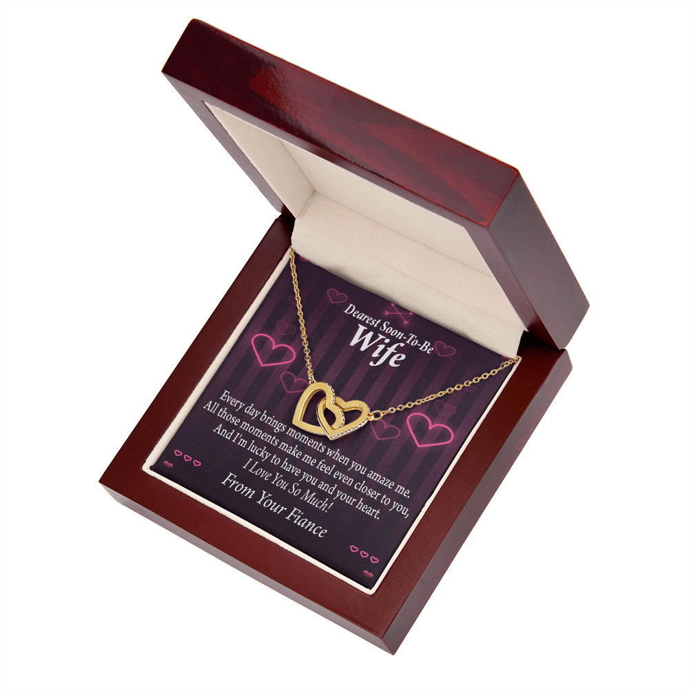 To My Fiancee I'm Lucky To Have You and Your Heart Inseparable Necklace-Express Your Love Gifts