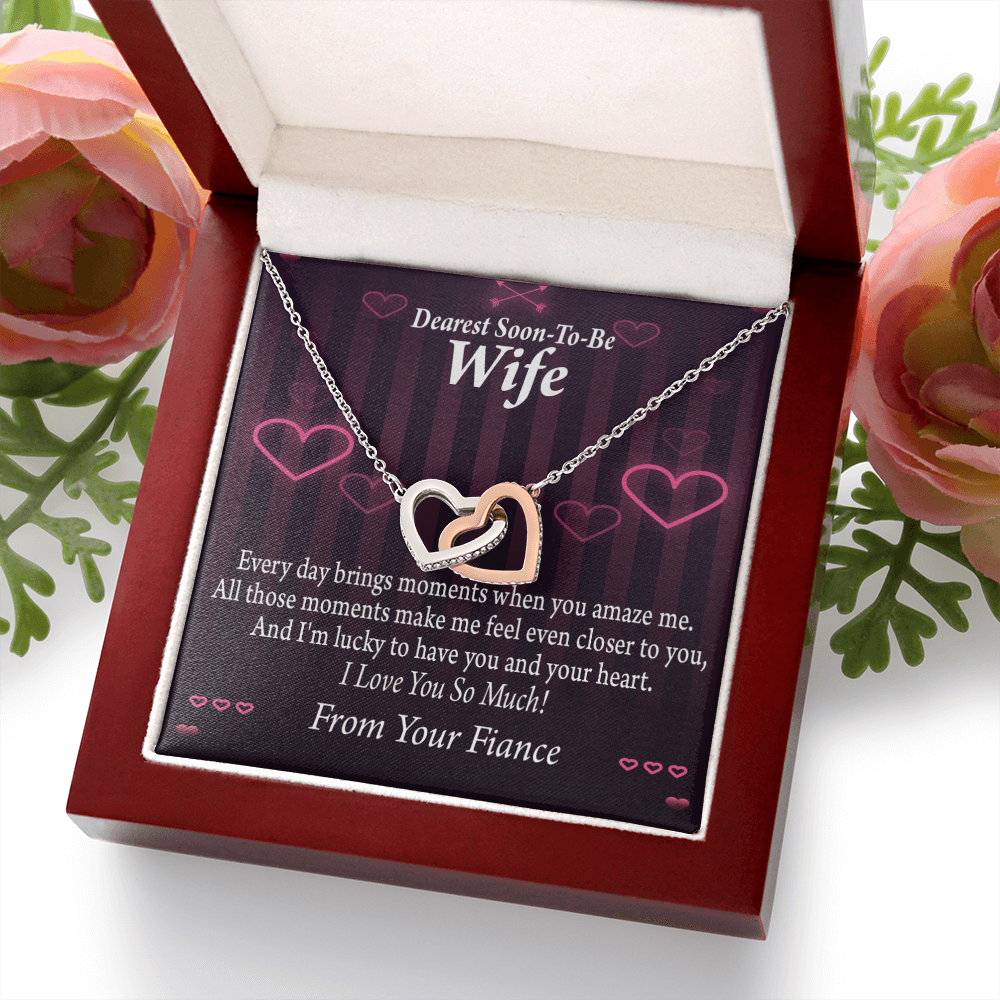 To My Fiancee I'm Lucky To Have You and Your Heart Inseparable Necklace-Express Your Love Gifts