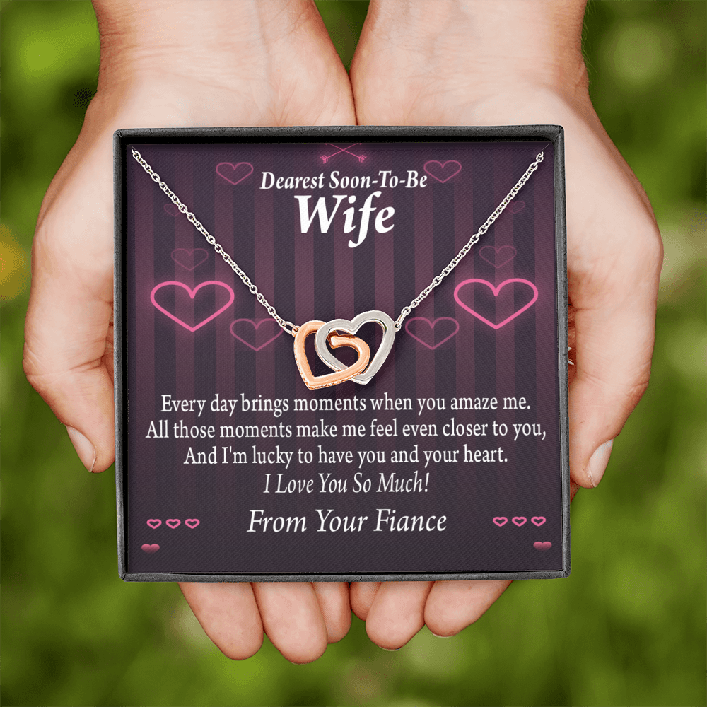 To My Fiancee I'm Lucky To Have You and Your Heart Inseparable Necklace-Express Your Love Gifts