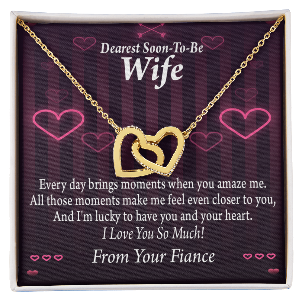 To My Fiancee I'm Lucky To Have You and Your Heart Inseparable Necklace-Express Your Love Gifts