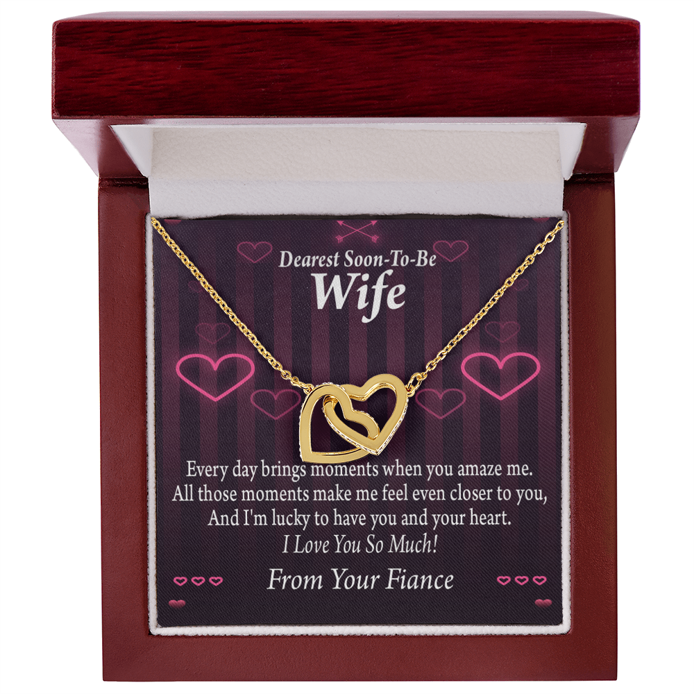 To My Fiancee I'm Lucky To Have You and Your Heart Inseparable Necklace-Express Your Love Gifts