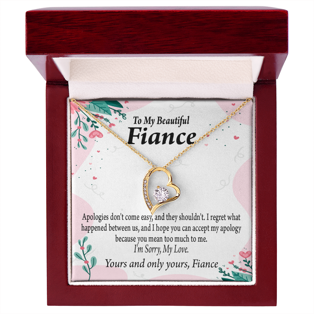 To My Fiancee I'm Sorry My Love Forever Necklace w Message Card-Express Your Love Gifts