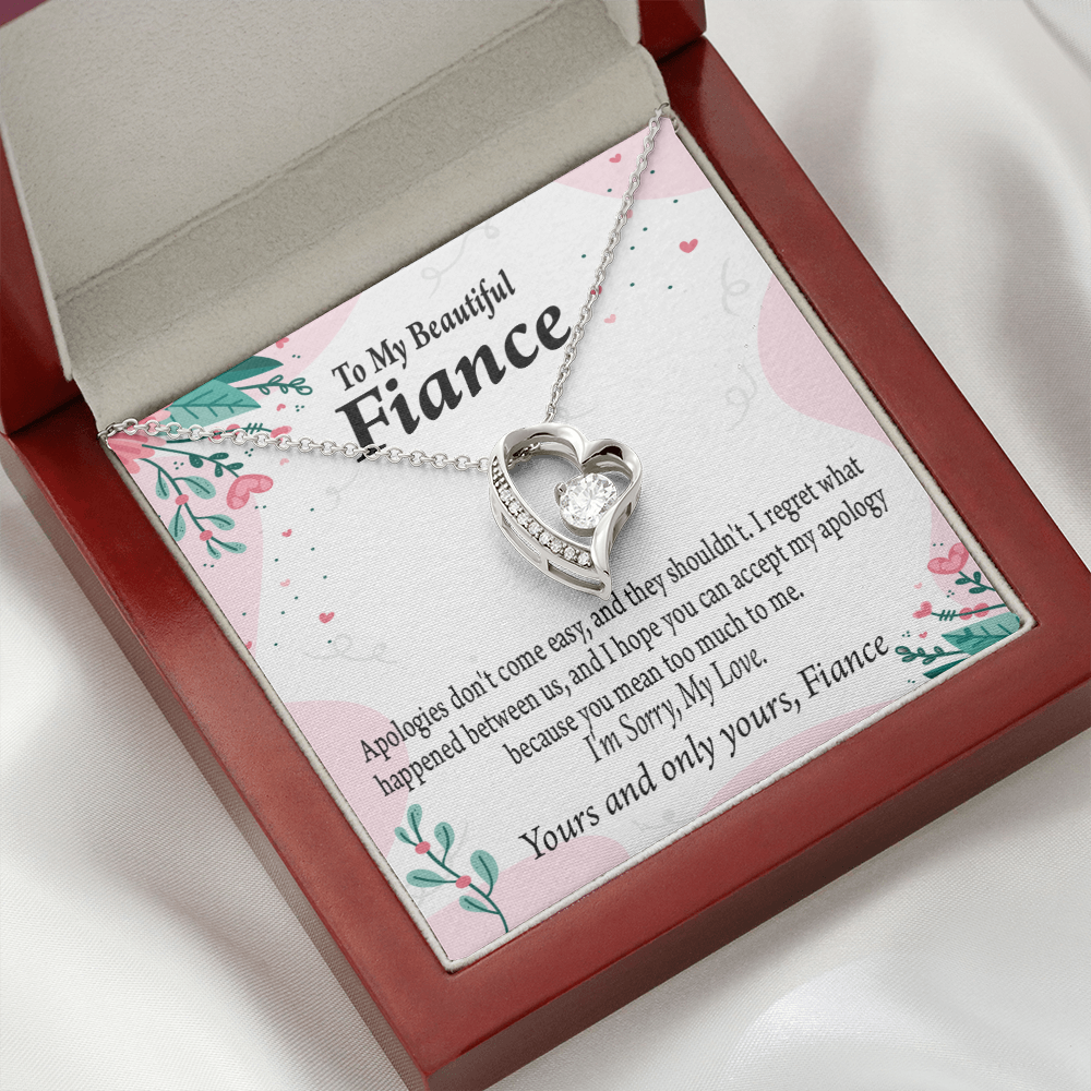 To My Fiancee I'm Sorry My Love Forever Necklace w Message Card-Express Your Love Gifts
