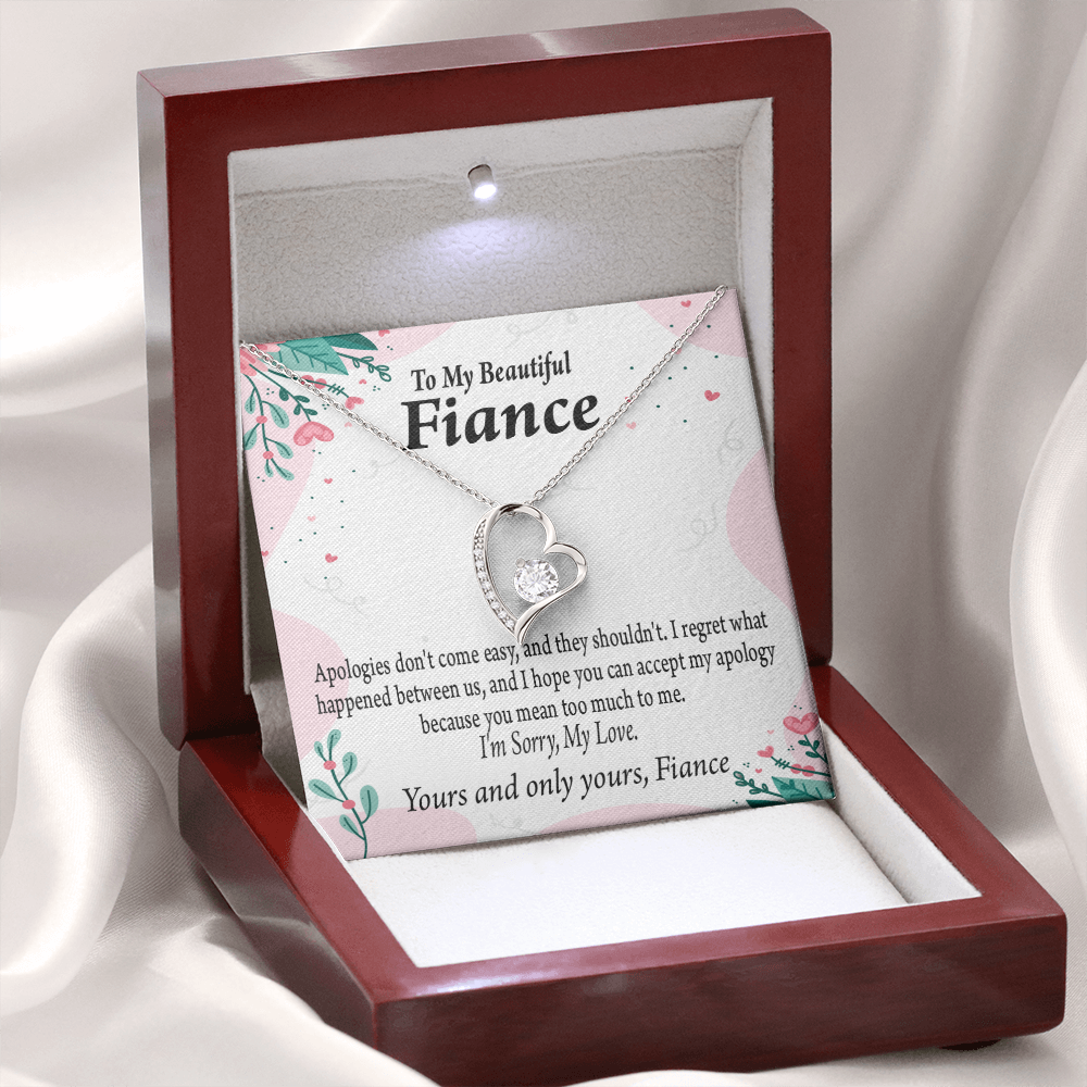 To My Fiancee I'm Sorry My Love Forever Necklace w Message Card-Express Your Love Gifts