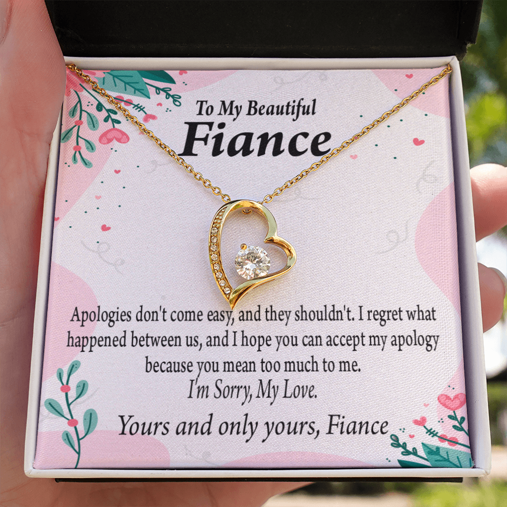 To My Fiancee I'm Sorry My Love Forever Necklace w Message Card-Express Your Love Gifts