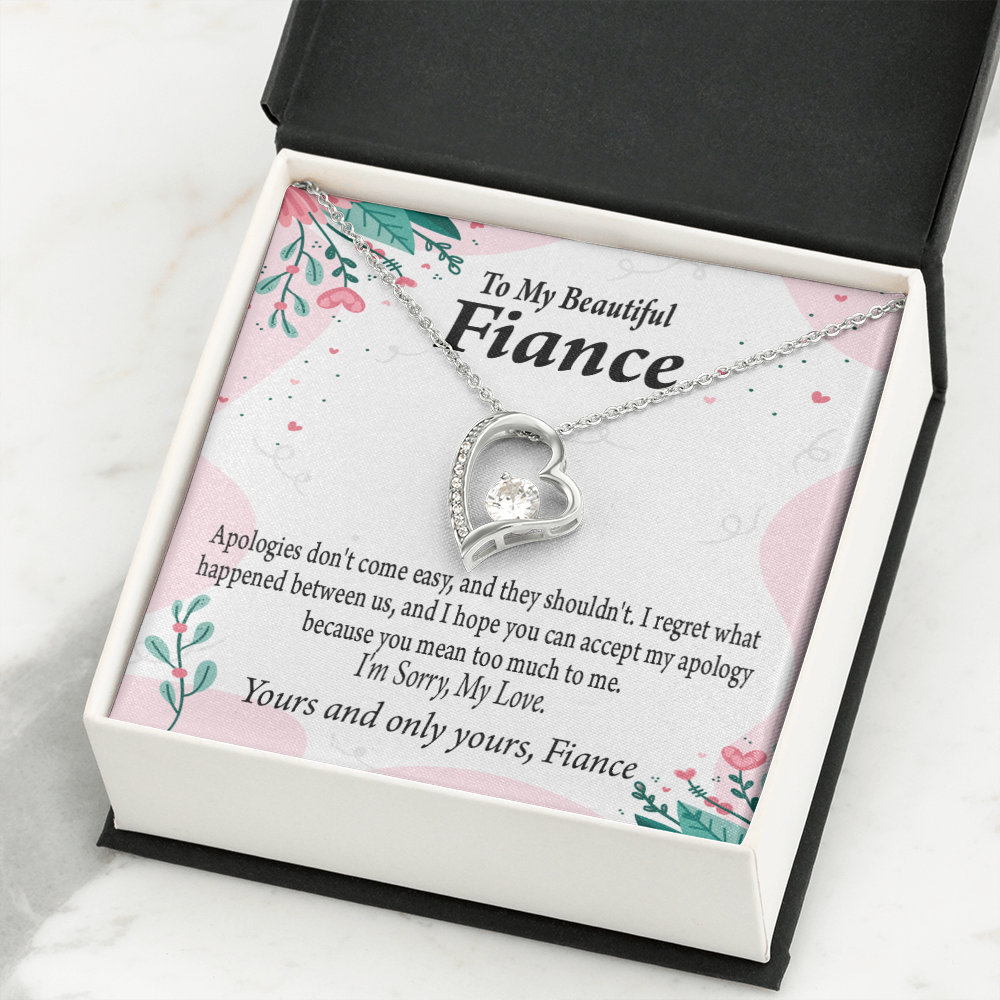 To My Fiancee I'm Sorry My Love Forever Necklace w Message Card-Express Your Love Gifts