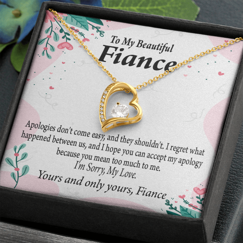 To My Fiancee I'm Sorry My Love Forever Necklace w Message Card-Express Your Love Gifts