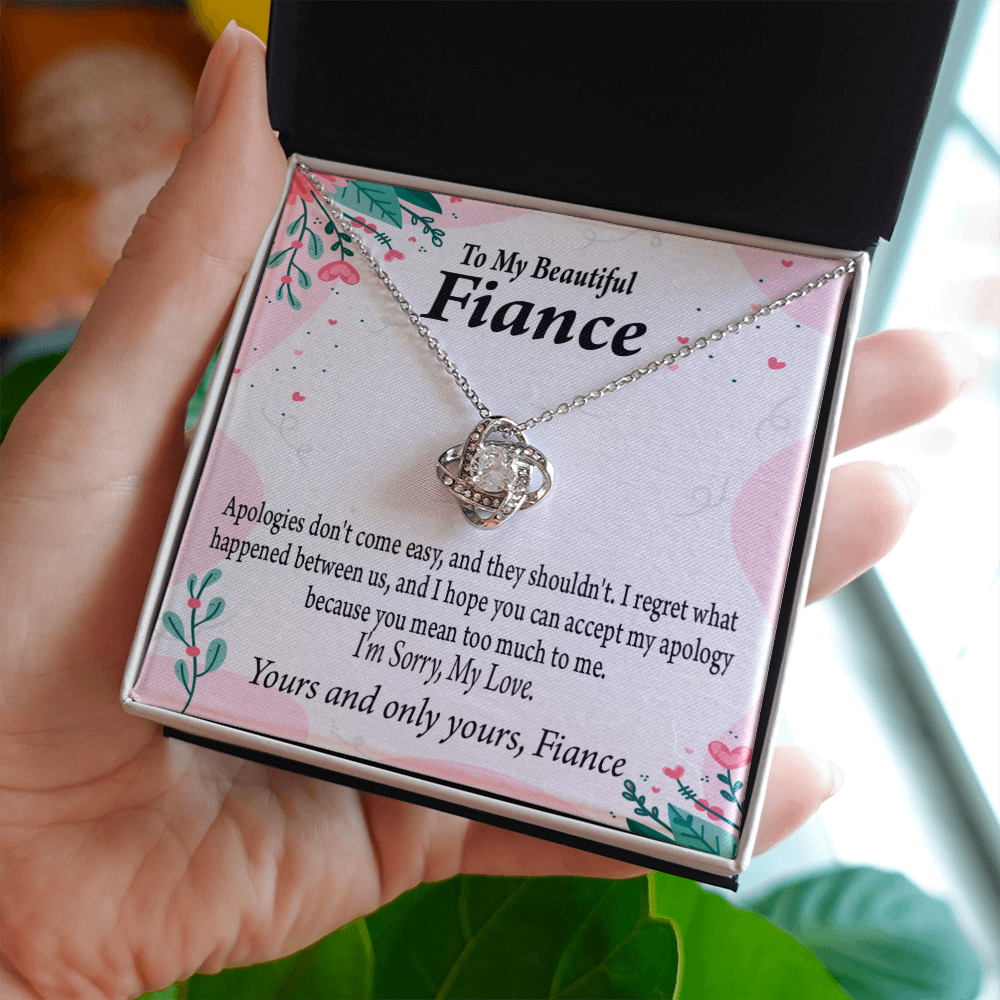 To My Fiancee I'm Sorry My Love Infinity Knot Necklace Message Card-Express Your Love Gifts