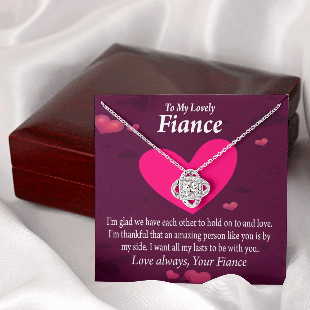 To My Fiancee I Want All My Lasts To Be With You Infinity Knot Necklace Message Card-Express Your Love Gifts