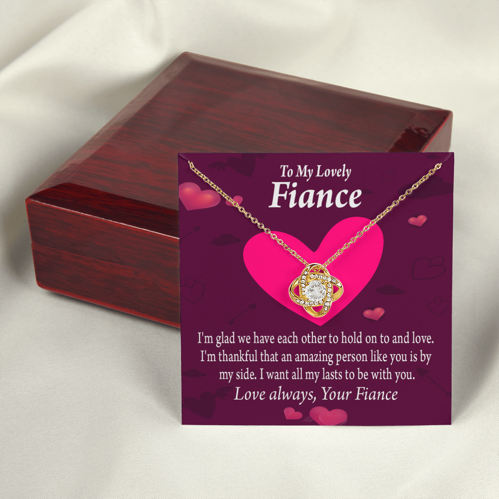 To My Fiancee I Want All My Lasts To Be With You Infinity Knot Necklace Message Card-Express Your Love Gifts