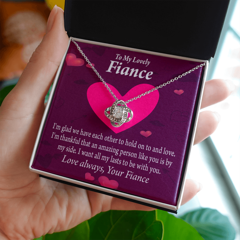 To My Fiancee I Want All My Lasts To Be With You Infinity Knot Necklace Message Card-Express Your Love Gifts