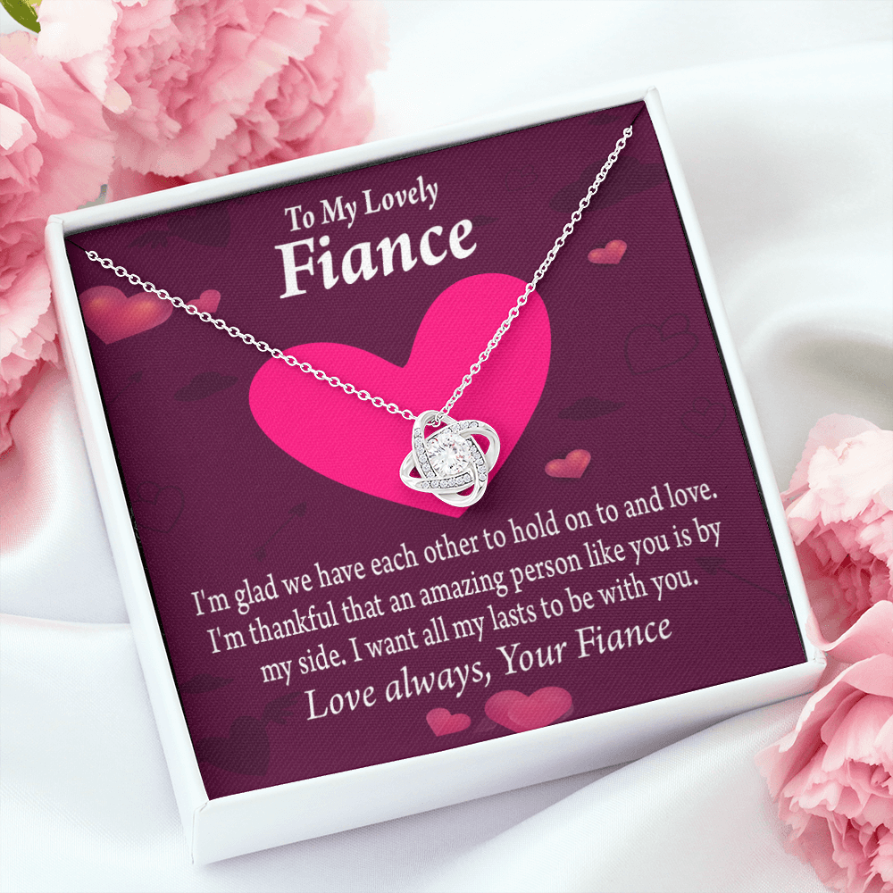 To My Fiancee I Want All My Lasts To Be With You Infinity Knot Necklace Message Card-Express Your Love Gifts