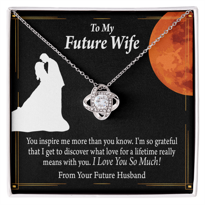 To My Fiancee Inspiration Infinity Knot Necklace Message Card-Express Your Love Gifts