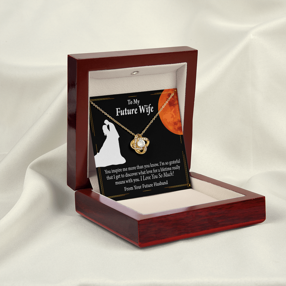 To My Fiancee Inspiration Infinity Knot Necklace Message Card-Express Your Love Gifts