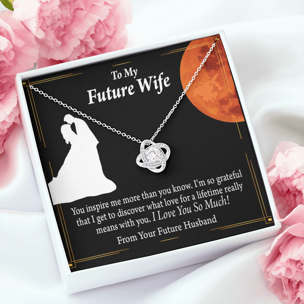 To My Fiancee Inspiration Infinity Knot Necklace Message Card-Express Your Love Gifts